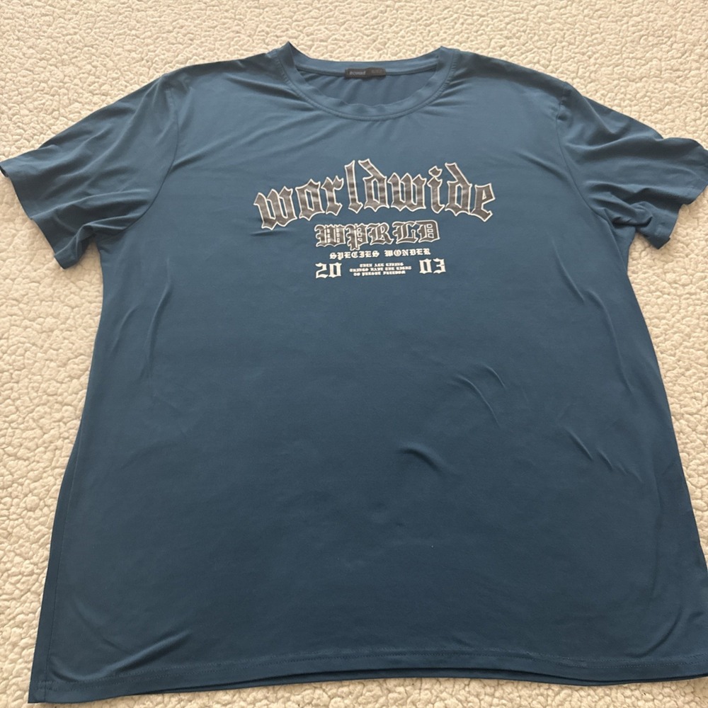 World Wide World Graphic T-Shirt blue Streetwear 2003 Print Men's XL Y2K style